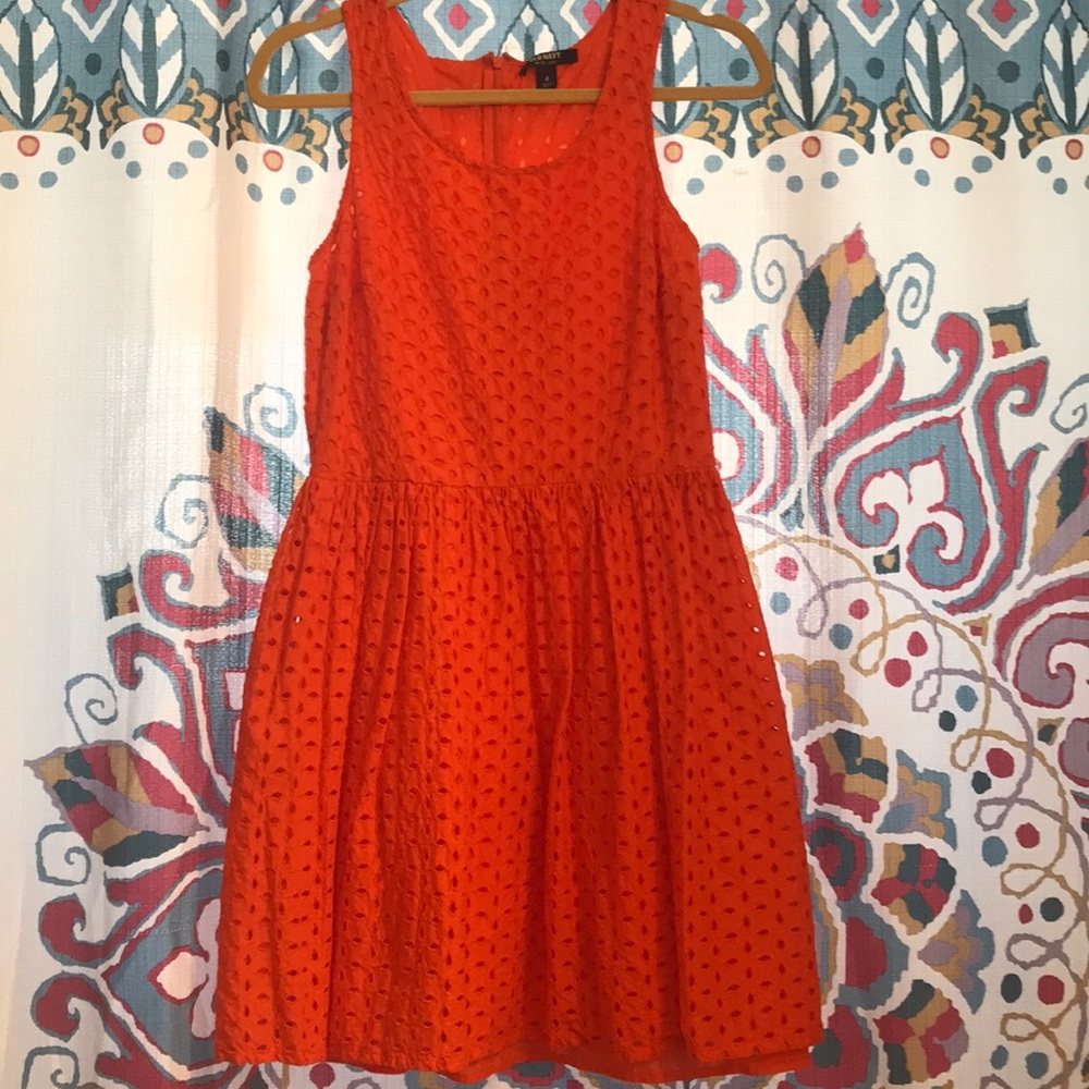 Tangerine orange eyelet dress